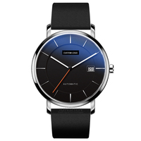 Montre à Quartz Ultra-Mince de Luxe pour Homme L5016 Mouvement Citoyen Étanche et Lumineux Dos en Acier Inoxydable avec Bracelet en Cuir