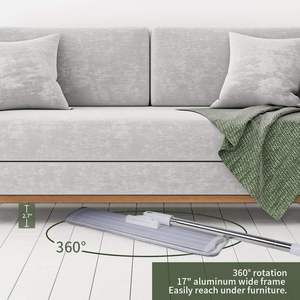 Serpillère plate rotative à 360 degrés de 40 cm avec tête en microfibre, auto-nettoyante à l'eau du robinet, avec seau en acier pour le nettoyage des sols - Product Image 2