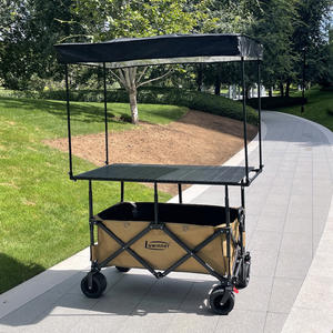 Chariot utilitaire pliable en acier inoxydable portable avec table pliante pour magasin mobile et camping parasol - Product Image 4