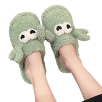 Pantoufles en peluche monstre aux grandes yeux mignonnes, antidérapantes, chaudes et moelleuses pour l'intérieur, automne-hiver