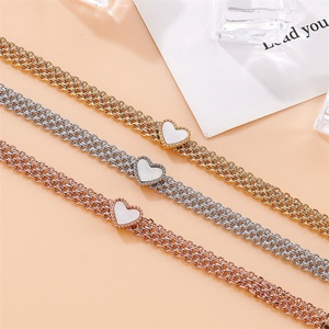 Unique Design Stainless Steel Mesh Chain Bangle Gold Plated <b>Shell</b> Heart <b>Bracelet</b> for Women - Product Image 4