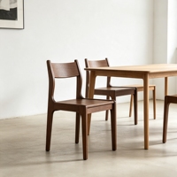 Silla de Comedor de Madera Maciza de Cerezo con Respaldo Curvo y Patas Cónicas, Estilo Minimalista, Muebles para Contratos, Venta al por Mayor