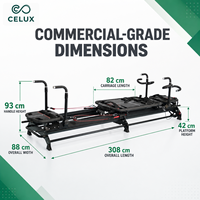 Machine de Pilates Reformer Commerciale de Luxe pour le Corps Entier, Lit de Pilates Professionnel en Aluminium Multifonctionnel pour Studio de Yoga et Pilates