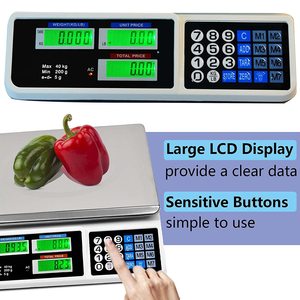 88Lb/40Kg 전자 가격 계산 저울 양면 LCD/LED 디스플레이 상업용 OEM 맞춤형 32x24cm 플랫폼 - Product Image 4