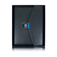 Nouveau coffret cadeau d'affaires carnet de notes Logo LED personnalisé Couverture en cuir PU Power Bank Carnet à feuilles mobiles dans une boîte coffret cadeau
