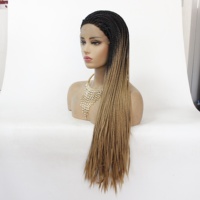 Perruque tressée grise sans nœud devant en dentelle, tresses micro tressées sensationnel perruques cheveux humains, tresses de perruque blonde bohème boîte