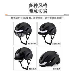 Casque de cyclisme avec lumière LED, chargement USB, visière anti-buée pour vélo de route, conduite nocturne, déplacements urbains - Product Image 5