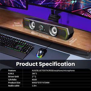 Coomaer ST201 Solution Personnalisée 2.0 Haut-parleur USB pour Ordinateur, Barre de Son RGB sans Fil pour Jeux et Téléphone Mobile - Product Image 5