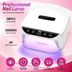 168W UV LED Nail Lamp 4 <b>Timer</b> Setting Auto Sensor Rechargeable 36 LEDS Nail Dryer Professional Manicure Equipment Home Salon Use - Product Image 2