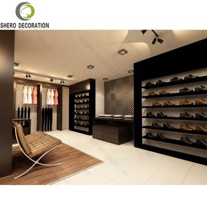 Vintage Style Menswear Shop Interior Design Durable Clothes Display Wall <b>Cabinet</b> with Functional Clothing Shop Display Stands - Product Image 2