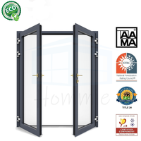 Portes d'entrée doubles en aluminium imperméables à double vitrage de l'usine de Foshan