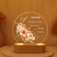 Veilleuse à fleurs en acrylique personnalisée Veilleuse LED personnalisée pour maman Fête des mères Lampe Cadeau