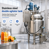 Cuve de mélange à double enveloppe en acier inoxydable 316 de 300 L avec double agitateur, réservoir de stockage isolé pour produits chimiques liquides et alimentaires