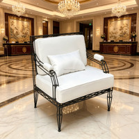 Ensemble de canapés en tissu avec structure en fer torsadé, fauteuil individuel et canapé 3 places, style Mid-Century Modern, mobilier de salon pour salle de sport, centre commercial, villa, vente en gros