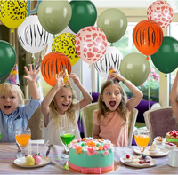 30 ballons imprimés animaux vert sauge et vert olive de 12 pouces (4 types) pour fête sur le thème du safari en jungle, fournitures pour baby shower