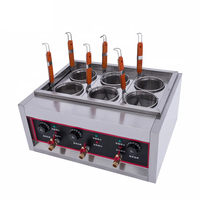 Mini cuiseur électrique 6 trous en acier inoxydable, cuiseur commercial de table, machine à cuire les pâtes avec paniers