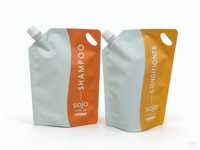 Pochette souple personnalisée avec bec verseur, sans BPA, anti-fuite, pour savon liquide, shampoing, gel douche, emballage de liquides de soins personnels