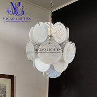 Lampu Gantung Vintage Abad Pertengahan Prancis, Kaca Berbentuk Awan Putih Bertumpuk, Mewah untuk Ruang Tamu, Ruang Makan, Kamar Tidur di Villa.