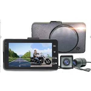 Mini Double lentille 3.0 pouces full hd caméra rétroviseur vidéo moto caméra enregistreur