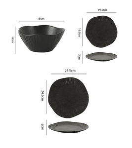 Service de vaisselle contemporain en porcelaine fine, assiettes et bols, kit de 12 pièces, écologique, compatible lave-vaisselle, pour 1 personne - Product Image 2