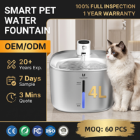 Fontaine à eau pour animaux de compagnie sans fil, réglable, en acier inoxydable, avec capteur intelligent, étanche, facile à nettoyer, pompe ultra silencieuse portable pour