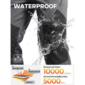 FOXA Men's Waterproof <b>Ski</b> Pants Synthetic Insulated Winter Snow Pants With Zipper Pockets - Product Image 3