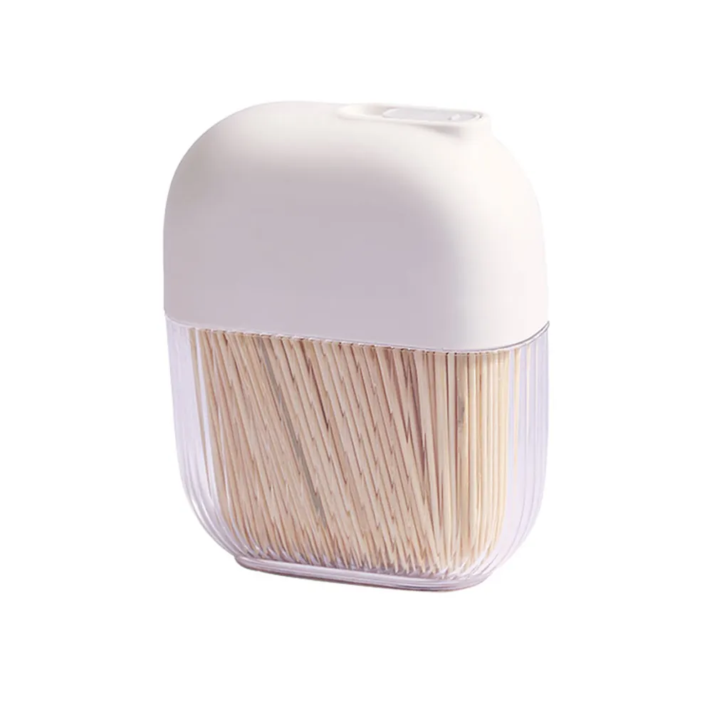 Organizer kosmetik pemegang Qtip akrilik, dengan tutup bambu transparan kecil kapas Dispenser wadah penyimpanan Tusuk gigi