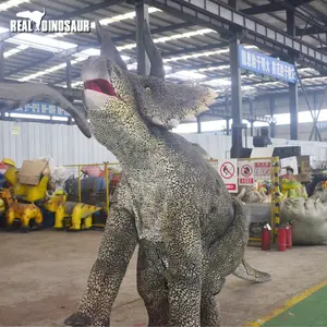 Disfraz de dinosaurio de cuatro patas para caminar, disfraz de Triceratops