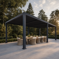 Pergola extérieure motorisée en aluminium à lames orientables, avec éclairage LED, revêtement poudré, anti-rongeurs, pour jardin, balcon, pavillon, gazebo