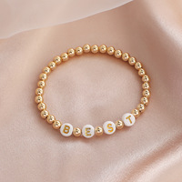 Bracelet en perles de cuivre 14 carats personnalisé à la mode Charme en lettres acryliques Bracelet fait à la main pour femmes et hommes Bijoux