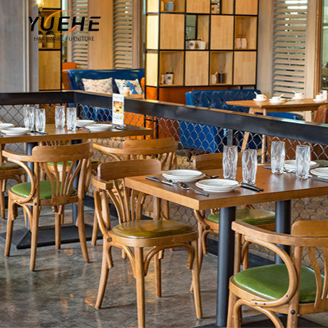 Retro American Restaurant Furniture Sets Vintage Style Wooden Dining Table  and Chair Cafe Solid Wood Chairs Set
