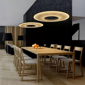 Hitecdad Lustre <span class=keywords><strong>Grande</strong></span> <span class=keywords><strong>Roue</strong></span> 60CM 52W Anneau Boucles D'oreilles Led Grand Plafond Pendentifs Éclairé Fer Tissu Stand Salon - Product Image 6