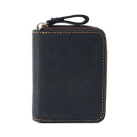 Porte-cartes en cuir véritable Crazy Horse avec blocage RFID, porte-monnaie court pour homme, porte-cartes de visite pour homme