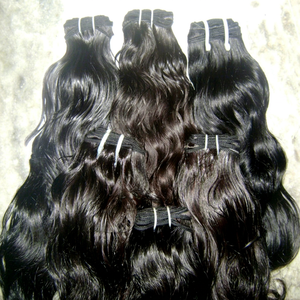 Natural Soft Smooth Indian Remy Hair Weaving Extensions Best Selling One Donor Raw Chemical Free <b>Machine</b> Double Weft Temple Use - Product Image 1