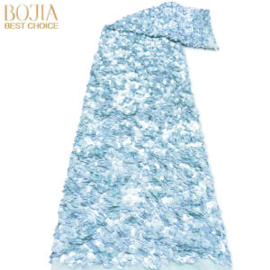 Ткань BOJIA: африканское кружево, вышитое бисером, сетчатое, для свадебных и праздничных нарядов, средней плотности, в наличии, полиэстер, с пайетками - Product Image 3