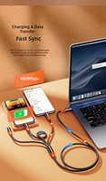 Câble de charge tressé en nylon 3 en 1 100W 6A Type C Charge rapide Câble de données pour téléphone portable Connecteurs Micro USB et USB C