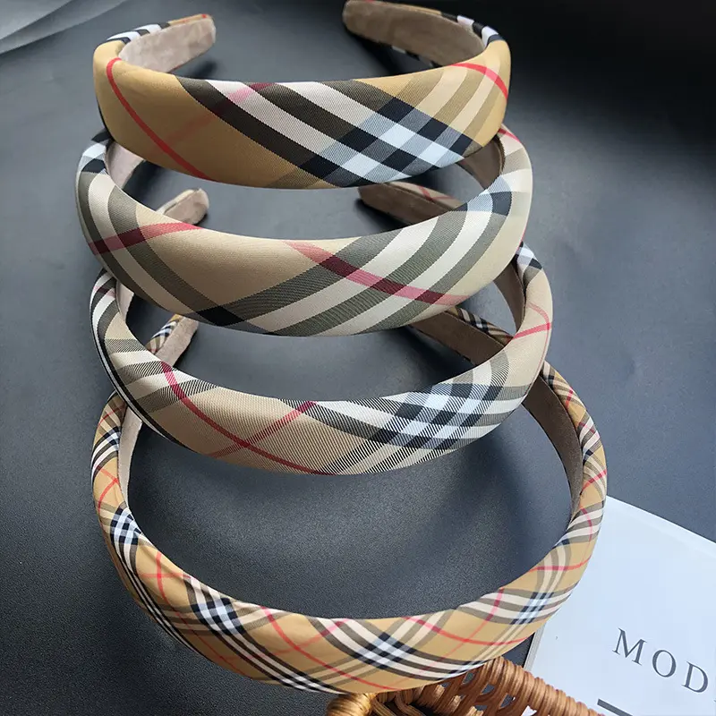 Wholesale Ins Most Hot5CM and 3CM Sponge Hair Band B Brand Plaid Women Headband Trendy Girls Hair Accessories