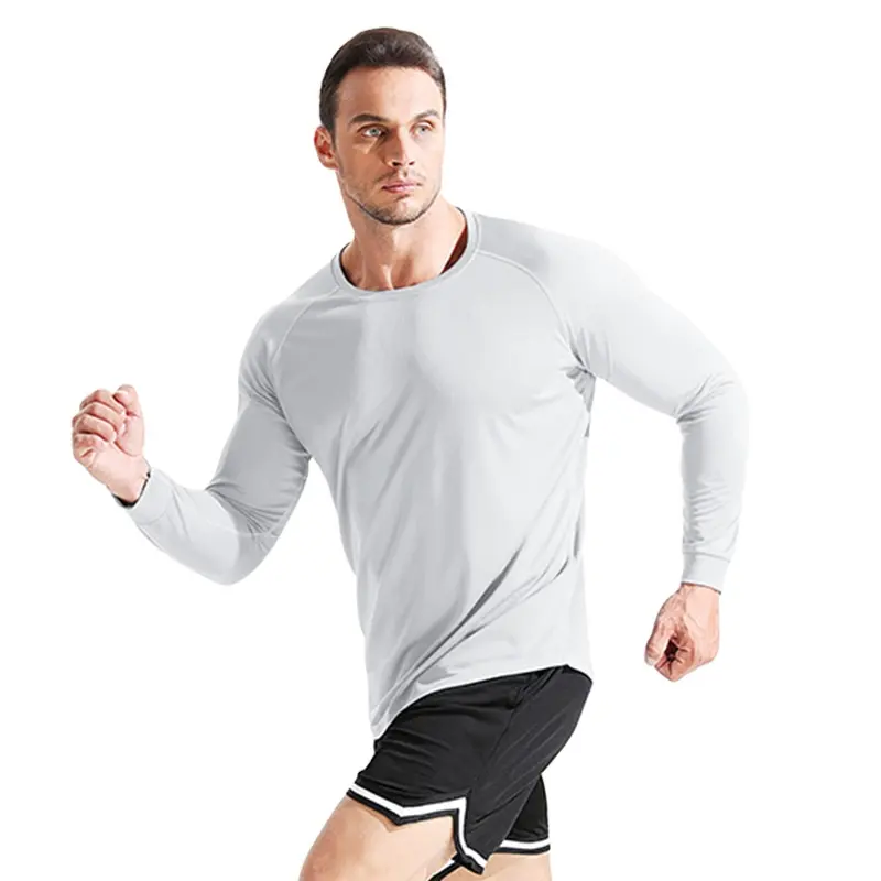 Roupa de corrida masculina de manga comprida, de secagem rápida, top respirável para maratona, camisa esportiva de basquete, modalidade outono/inverno