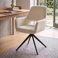 Chaise de salle à manger pivotante en velours avec accoudoirs creux, base en métal noir, chaise d'appoint rotative pour la maison, le bureau, le café, meubles d'intérieur