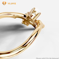 Bague Toi et Moi en or massif 14 carats certifiée IGI avec deux diamants de laboratoire taille ronde et bande incurvée assortie, bijoux fins personnalisés pour femme