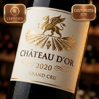 Autocollants pour bouteilles multicouches certifiés UL |   Impression recto-verso sur feuille d'or |   Étiquettes personnalisées à décoller et révéler pour les cosmétiques et les aliments