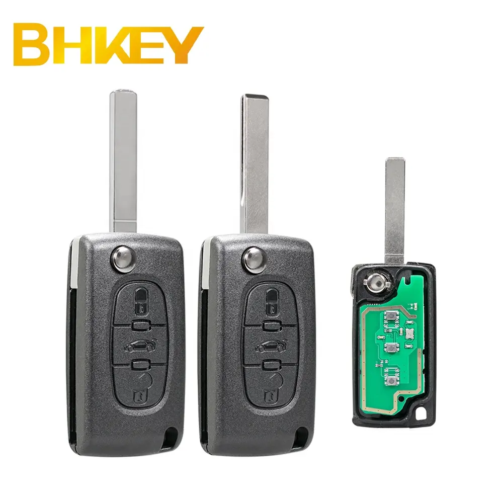 For Peugeot 107 207 307 308 407 607 Citroen C2 C3 C4 C5 C6 C8 3 BTN Remote Car Key 433Mhz ASK ID46 Chip