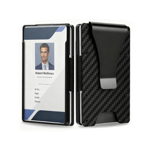 OEM Custom Logo 7 Colors RFID Aluminum Minimalist ID Badge <b>Wallet</b> with Money Clip for Men Women Business Card <b>Holder</b> - Product Image 1