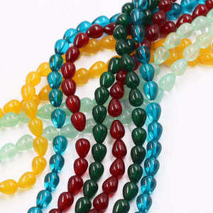 Perles en verre transparentes en forme de goutte d'eau, pré-percées, 8x10mm, avec trou central, pour la fabrication de bijoux, bracelets, colliers, boucles d'oreilles, artisanat DIY, vente en gros - Product Image 2