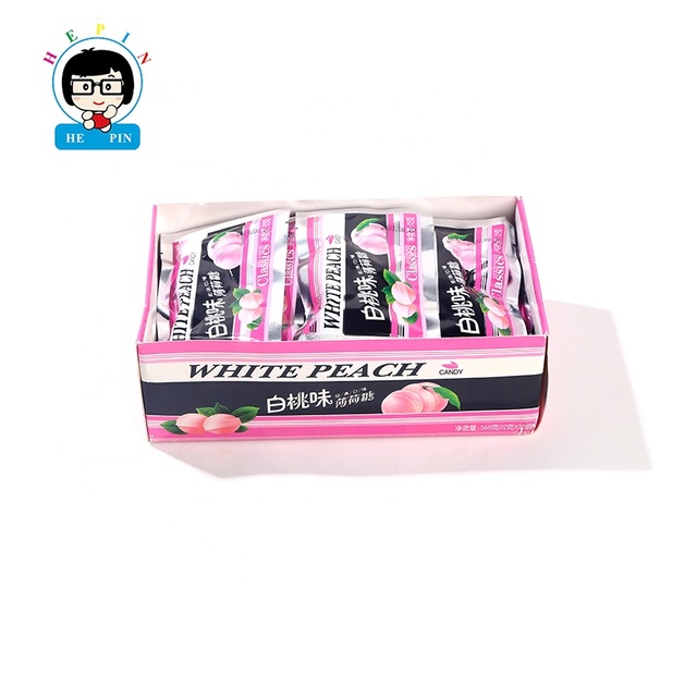 Wholesale Sweet White Peach Mint Candy Fruity Refreshing Breath Tablet Press Candy