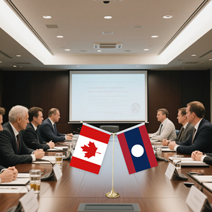 ธงตั้งโต๊ะรูปตัว Y พร้อมฐานโลหะสำหรับตกแต่งธงขนาดเล็กที่ปรับแต่งได้ (ธงแคนาดาและลาว) - Product Image 5