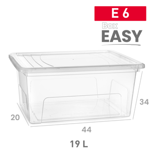 Contenitore di Plastica Trasparente Box Easy 19 L per Organizzazione Domestica, Durevole e Riutilizzabile - Product Image 1