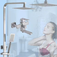 Ensemble de douche brossé de haute qualité en acier inoxydable 3 fonctions mitigeur de douche chaude et froide ensemble salle de bain