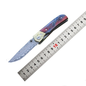 Handmade mẫu miễn phí gỗ Châu Phi xử lý Damascus dao handmade cắm trại ngoài trời săn bắn gấp Pocket dao bán buôn - Product Image 2