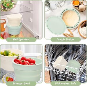 New 4Pcs Stackable Silicone Artisan Pizza Dough Proofing Boxes Proving Containers with Lids, <b>Collapsible</b> Pizza Slice Container - Product Image 2